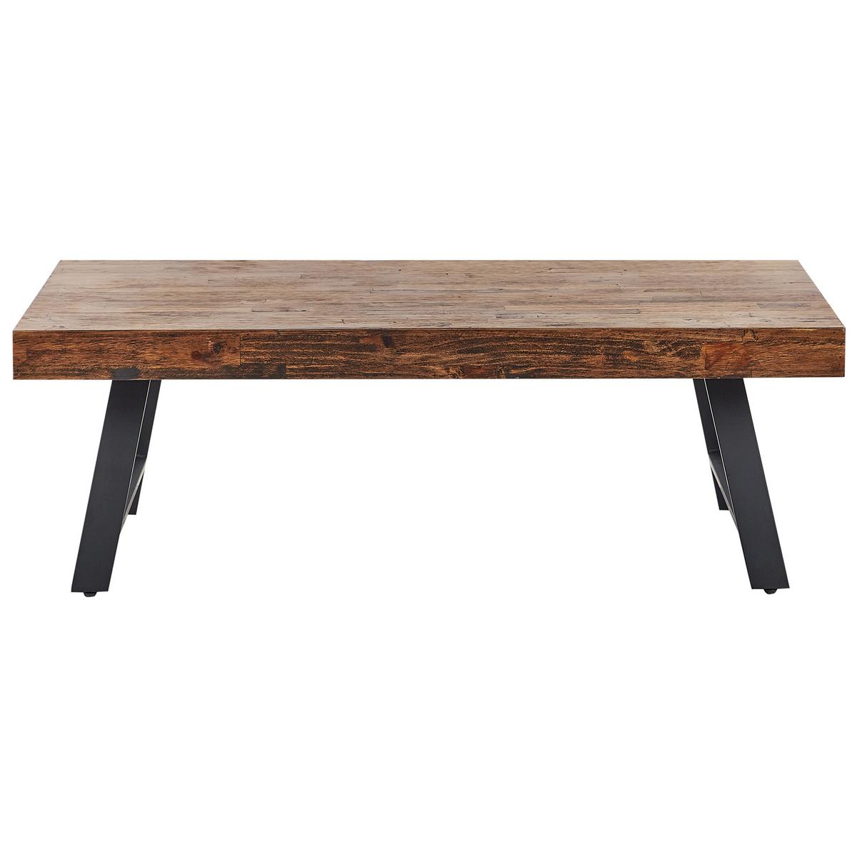COUCHTISCH Dunkler Holzfarbton/Schwarz Warton - Dunkelbraun/Schwarz, Holz (130/70/44cm) - Beliani