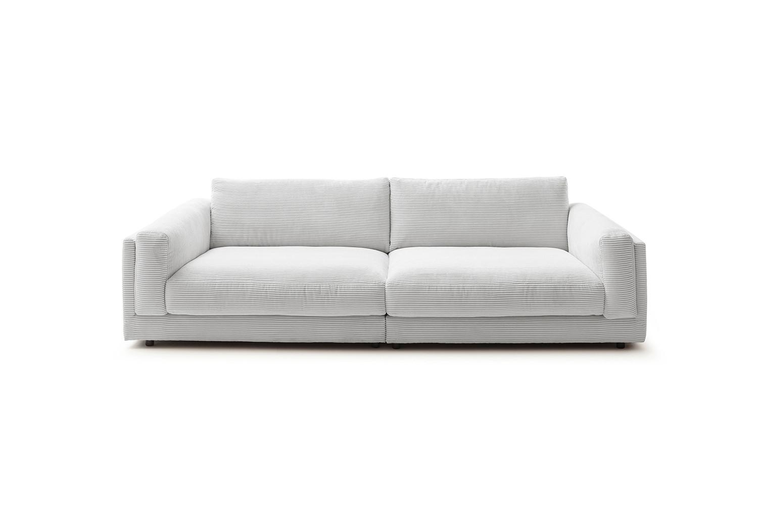 BIG SOFA RAINA Hellgrau Cord - Hellgrau/Schwarz, Kunststoff/Textil (294/85/150cm) - KAWOLA
