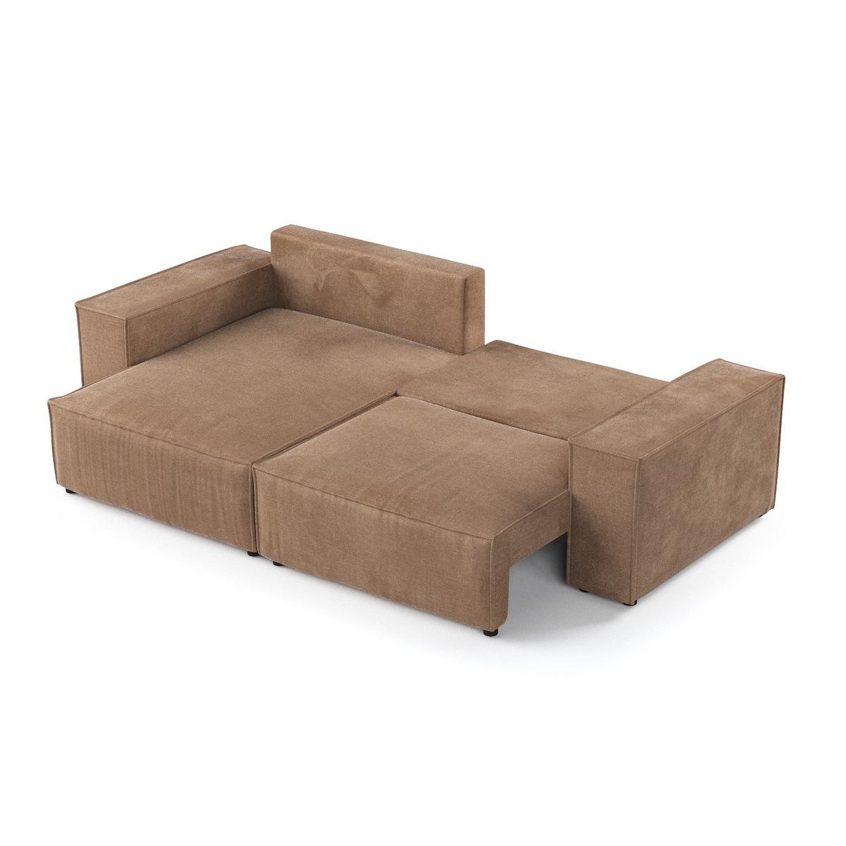 ECKSOFA CAVO mit Schlaffunktion Braun im Wind Stoff - Schwarz/Braun, Holz/Holzwerkstoff (255/148cm) - AltaBeds