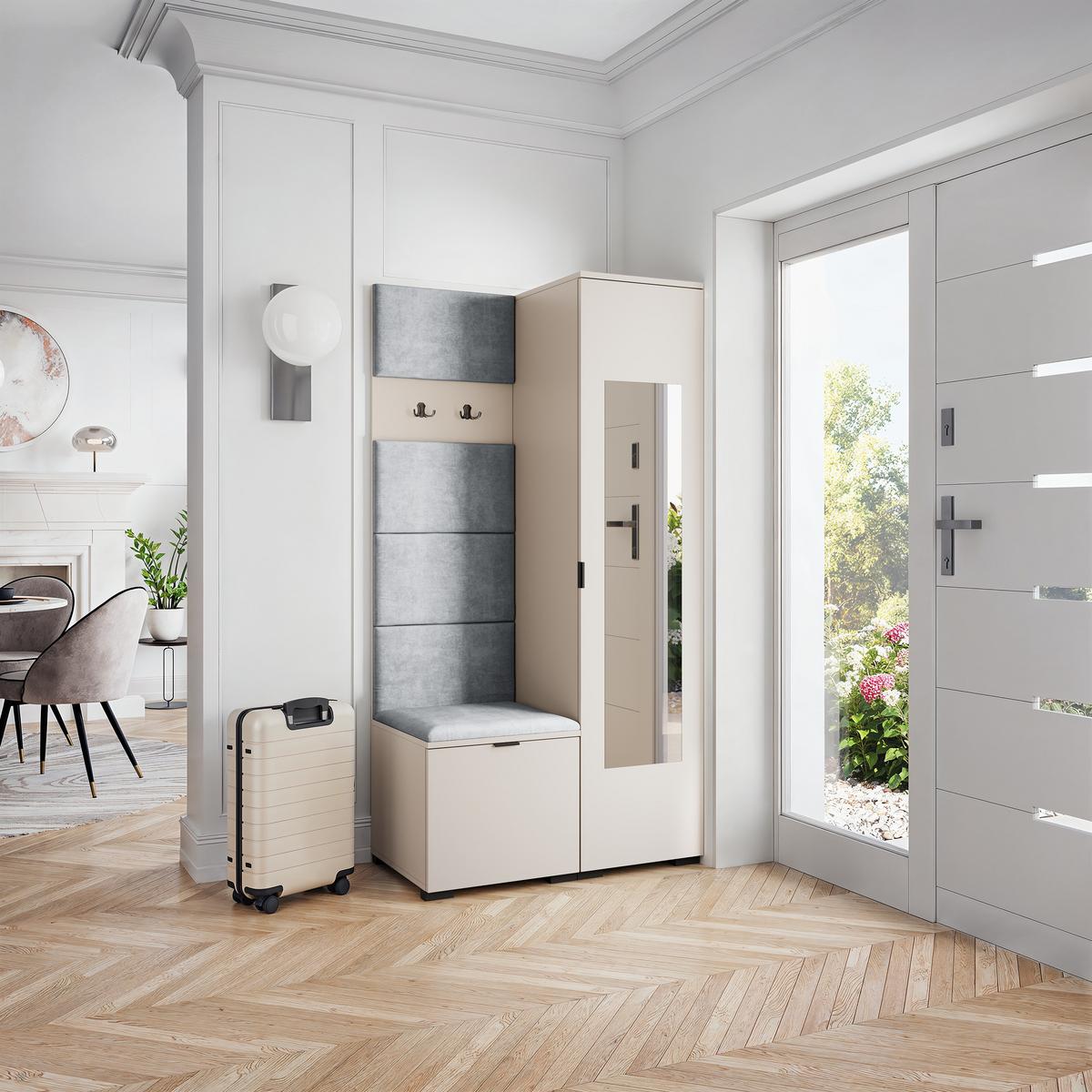 GARDEROBENSCHRANK VIRA 95/181/51 cm Modern Kaschmir - Kaschmir/Hellgrau, Holzwerkstoff (95/181/51cm) - MASSENO