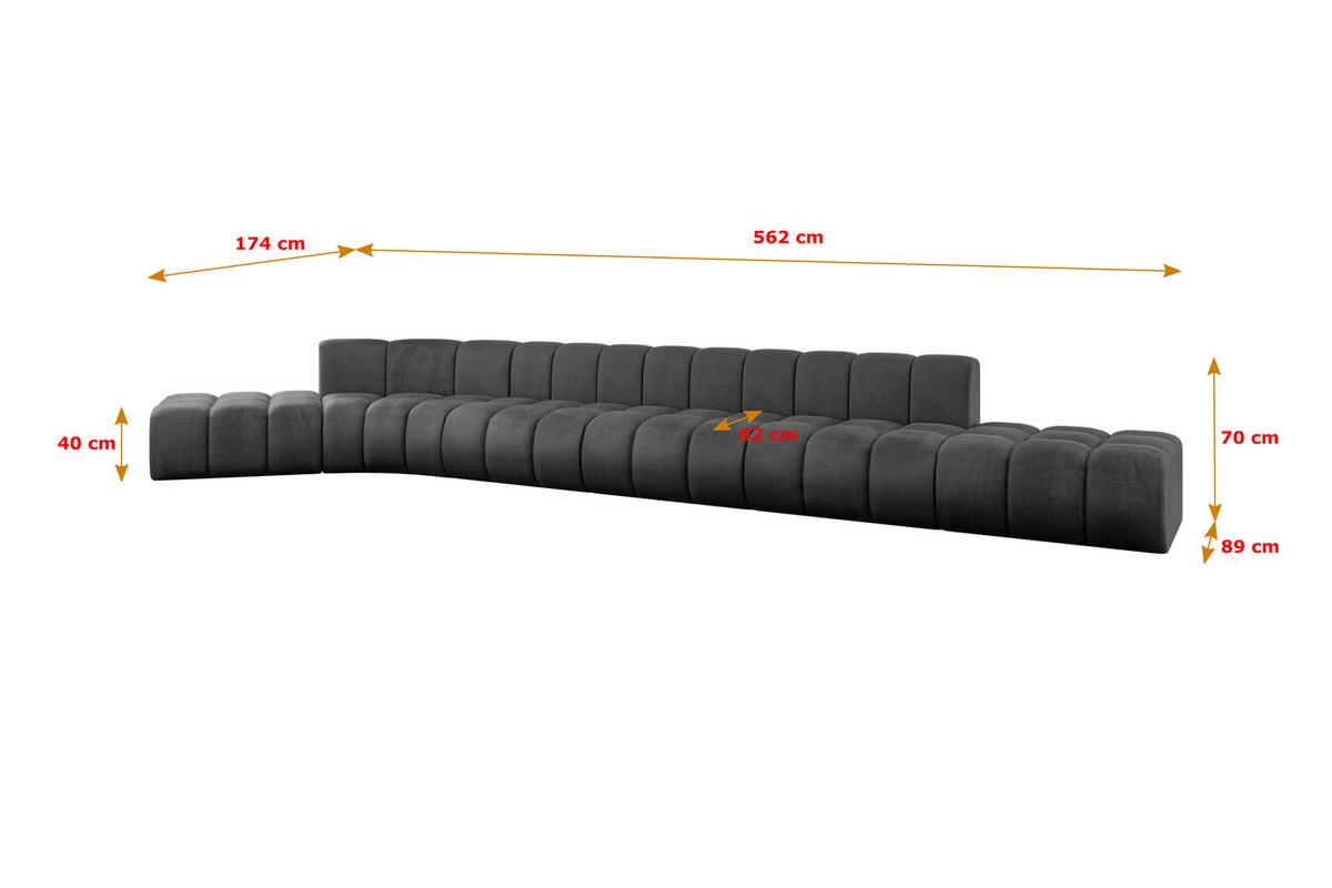 ECKSOFA modulares Sofa Solven-L3 - 562x174x70 cm Schwarz - Schwarz, Holzwerkstoff/Textil (562/174cm) - ALTDECOR