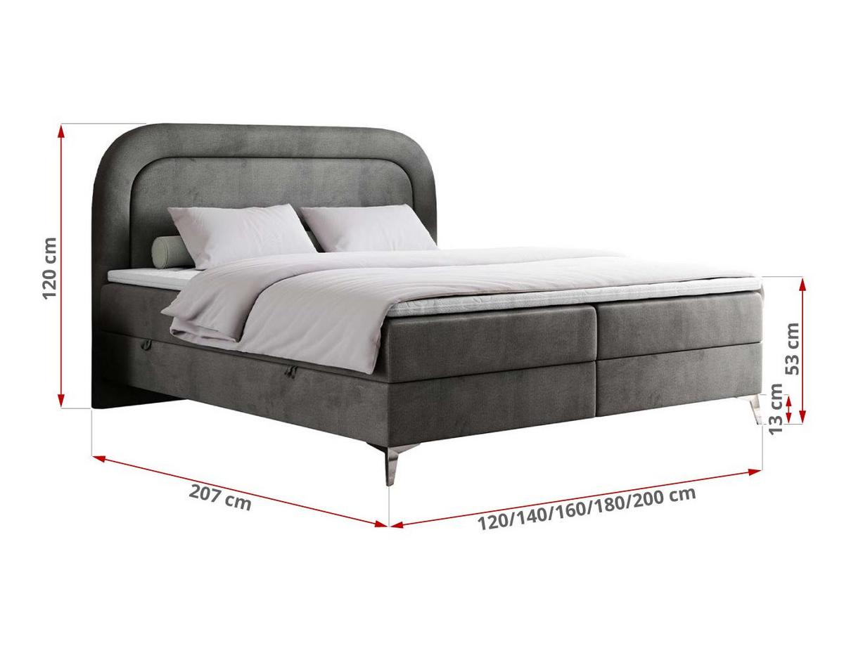 BOXBETT EIRA 180/200 Dunkelgrau Velvet - H4 - Dunkelgrau/Silberfarben, Holz/Textil (180/200cm) - MKS