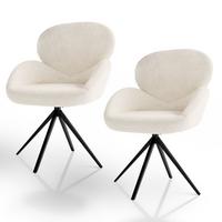 DREHSTUHL Albano Bouclé Creme (2er-Set) - Creme, Textil (59/90/65cm) - Juskys