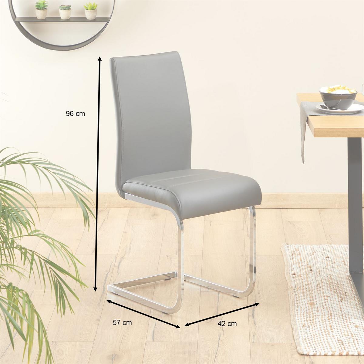 SCHWINGSTUHL LETICIA 4er-Set grau - Grau, Textil/Metall (42/96/57cm) - IDIMEX