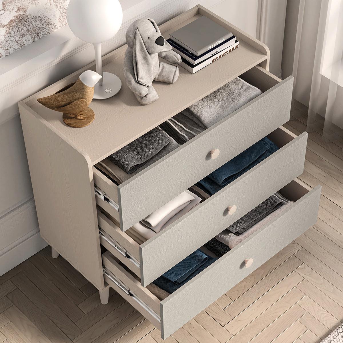 KINDERKOMMODE Alycia Beige - Grau - Holzeffekt - Grau, Holz (90/85/40cm) - Petits-meubles