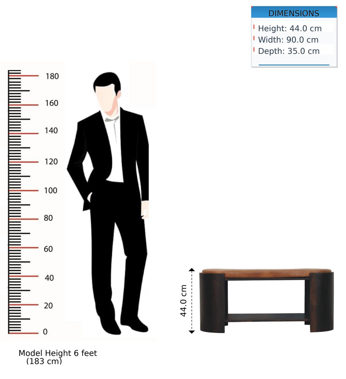 SITZBANK mit Samt-Mokka-Finish, 1 offene Ablage, Bezug aus echtem Leder, dunkelbraun - Dunkelbraun/Braun, Leder/Holz (90/44/35cm) - Artisan Furniture