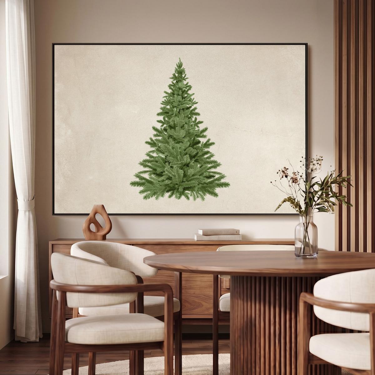LEINWAND Bilder mit Rahmen - Weihnachtsbaum - Grün - Weihnachten - Feiertage - 150x100 - Olivgrün, Textil (150/100cm) - MuchoWow