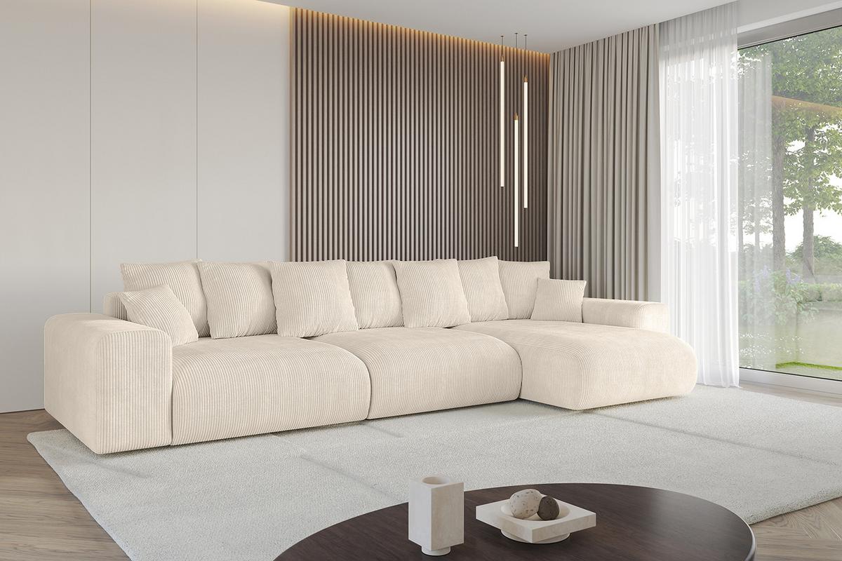 ECKSOFA Ottomane rechts ESKAR-L2 364x176x72 Taupe Cord - Taupe/Schwarz, Holzwerkstoff/Kunststoff (176/364cm) - ALTDECOR
