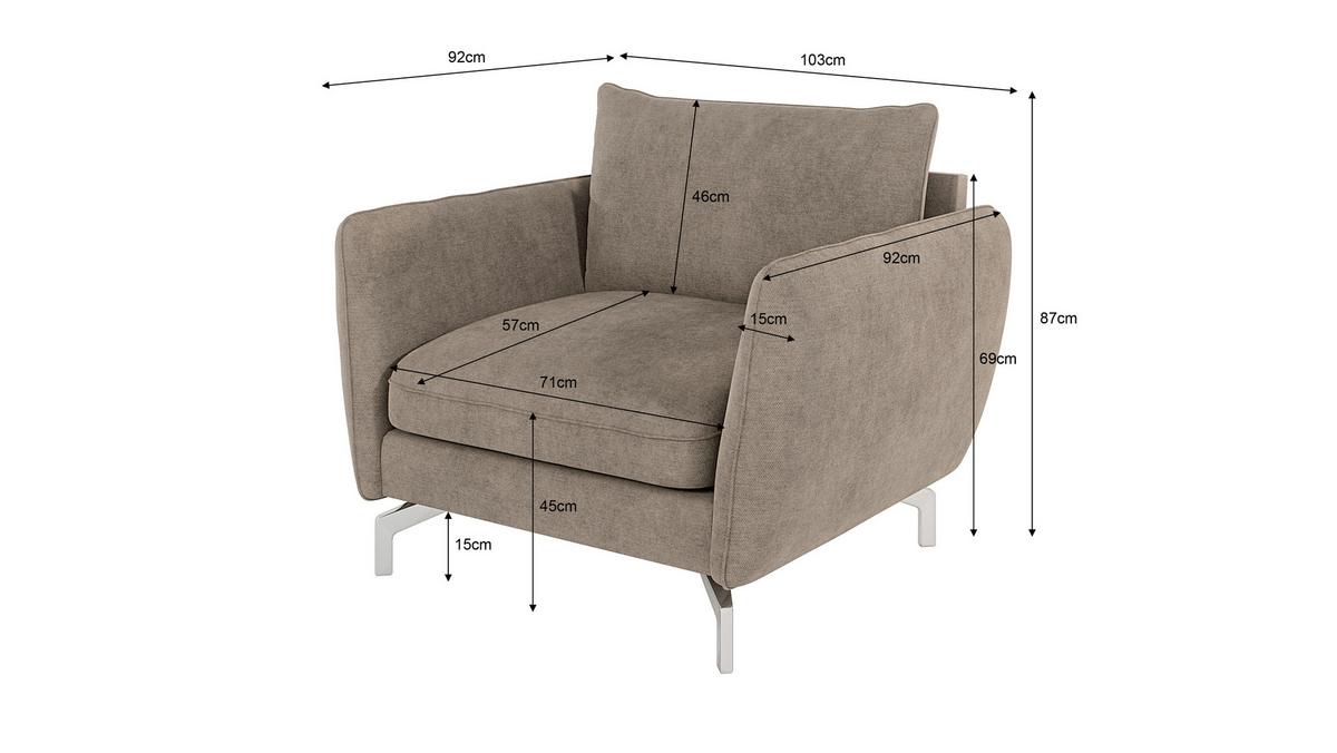 SESSEL Elou Dunkelbeige Microfaser - Chromfarben/Beige, Holz/Textil (103/87/92cm) - S-Style Möbel