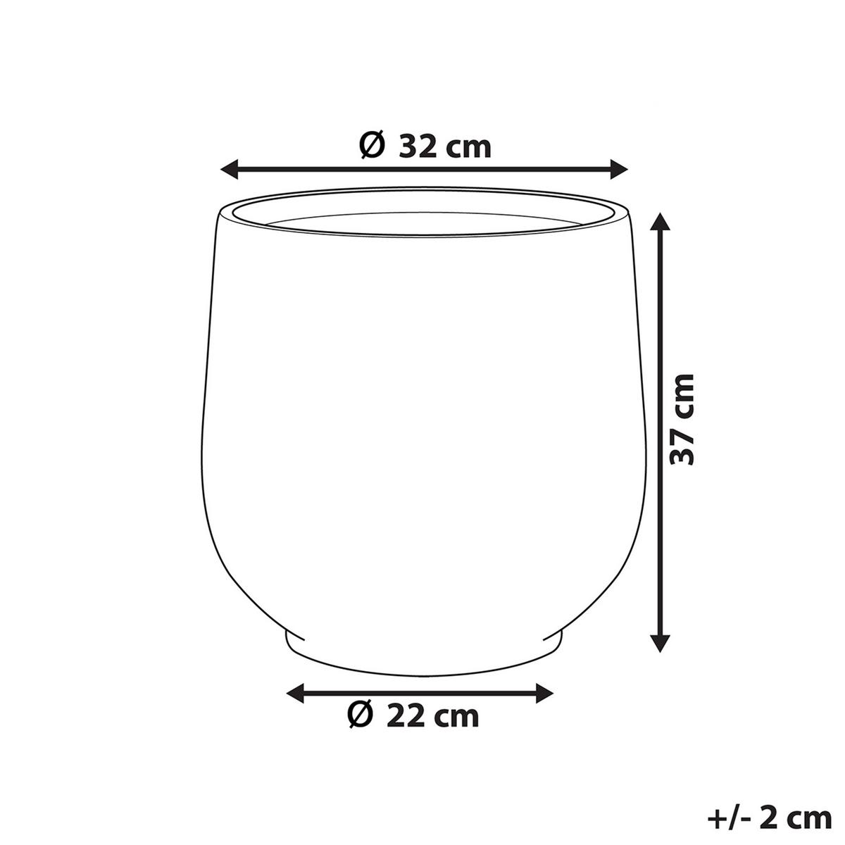 BLUMENTOPF hellgrau rund 32/32/37 cm Dioni - Hellgrau, Naturmaterialien (37cm) - Beliani