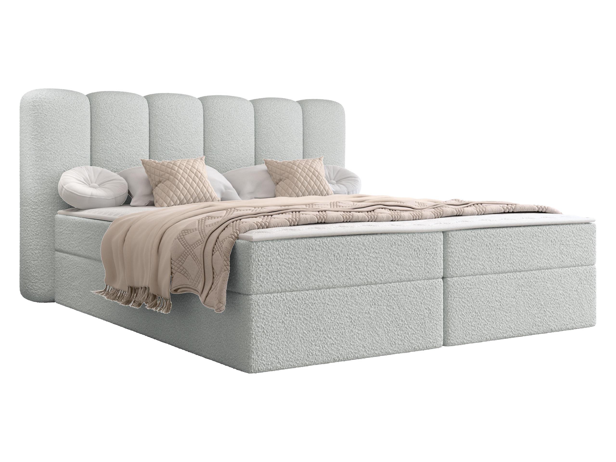 BOXBETT Softi 1 Boucle - H3 - Hellgrau/Schwarz, Holz/Holzwerkstoff (160/200cm) - MIRJAN24