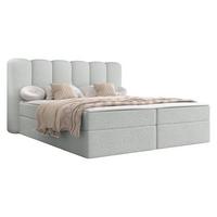 BOXBETT Softi 1 Boucle - H3 - Hellgrau/Schwarz, Holz/Holzwerkstoff (160/200cm) - MIRJAN24