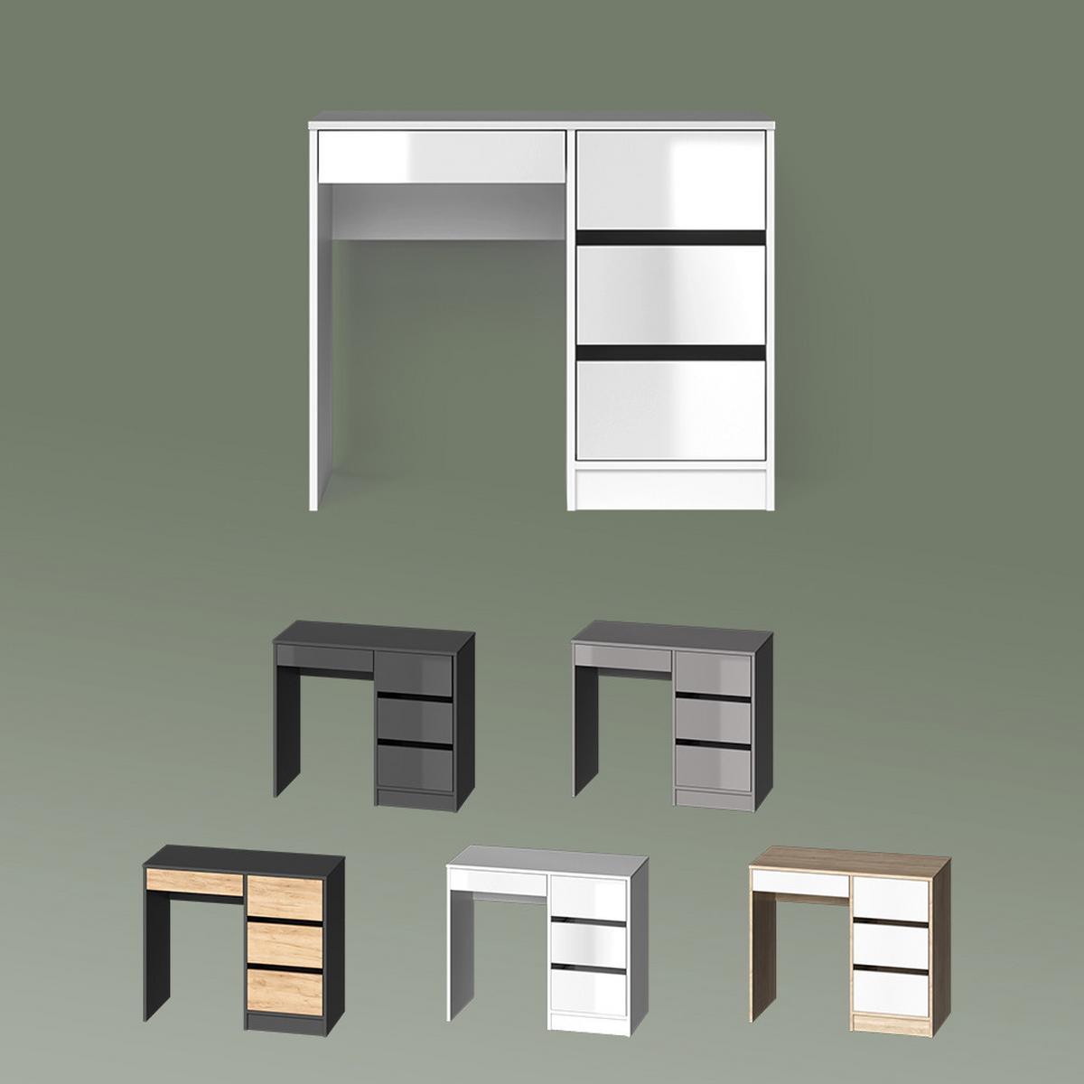 SCHMINKTISCH Imola Anthrazit/Goldkraft Eiche 90 cm mit Hocker - Honigeiche/Anthrazit, Holzwerkstoff (90/75/55cm) - Livinity®