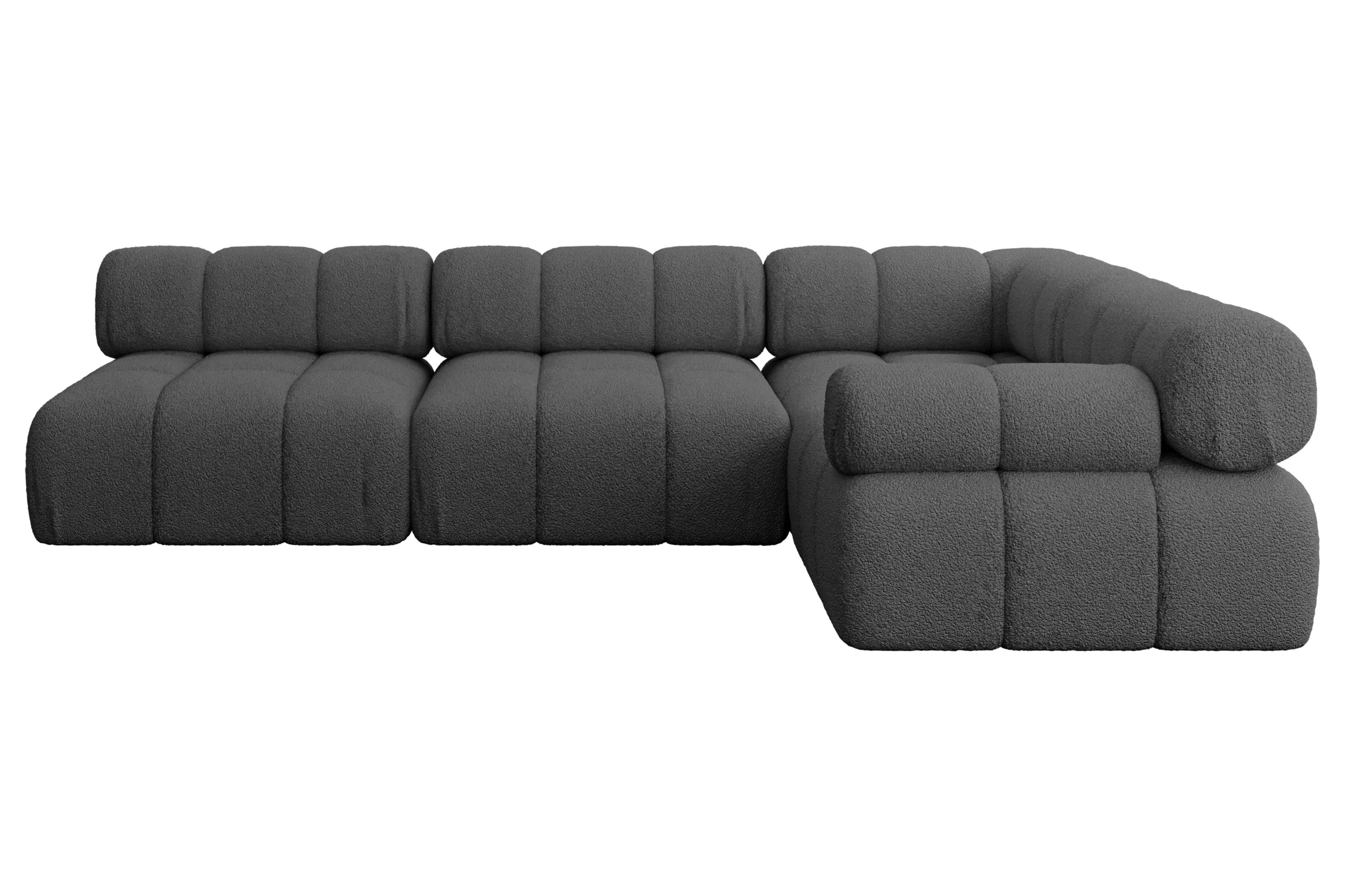 ECKSOFA modulares Sofa Mende-L2 - 285x190x70 cm Grau Bouclé - Grau, Holzwerkstoff/Textil (285/190cm) - ALTDECOR