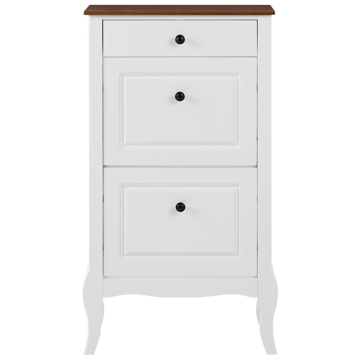 SCHUHSCHRANK Weiß Nundle - Dunkelbraun/Weiß, Holzwerkstoff (60/108/24cm) - Beliani