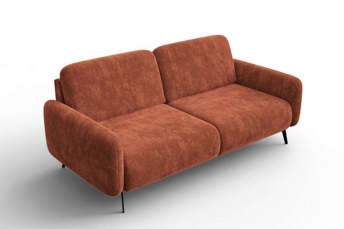 SOFA FEBE 3-Sitzer, rostroter Chenille-Stoff - Rostfarben/Schwarz, Holz/Textil (190/82/96cm) - Wozimo