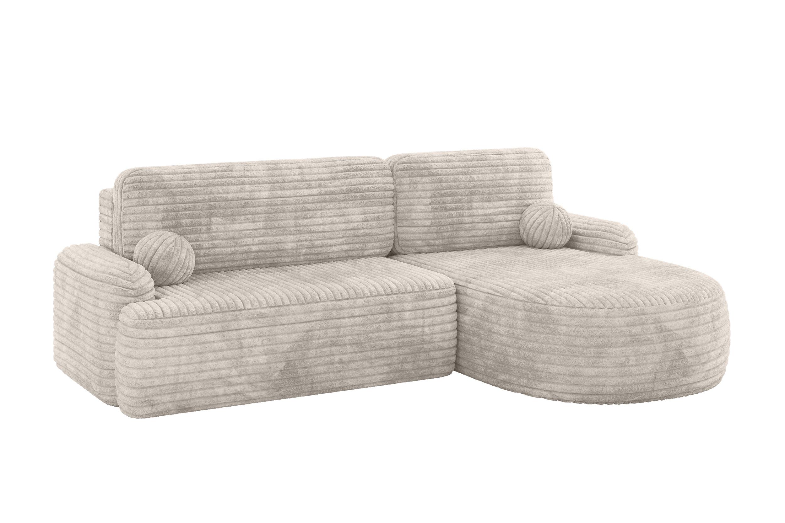 ECKSOFA mit Schlaffunktion und Bettkasten LIRA-L - 264x172x89 Creme - Creme, Holzwerkstoff/Textil (172/264cm) - ALTDECOR