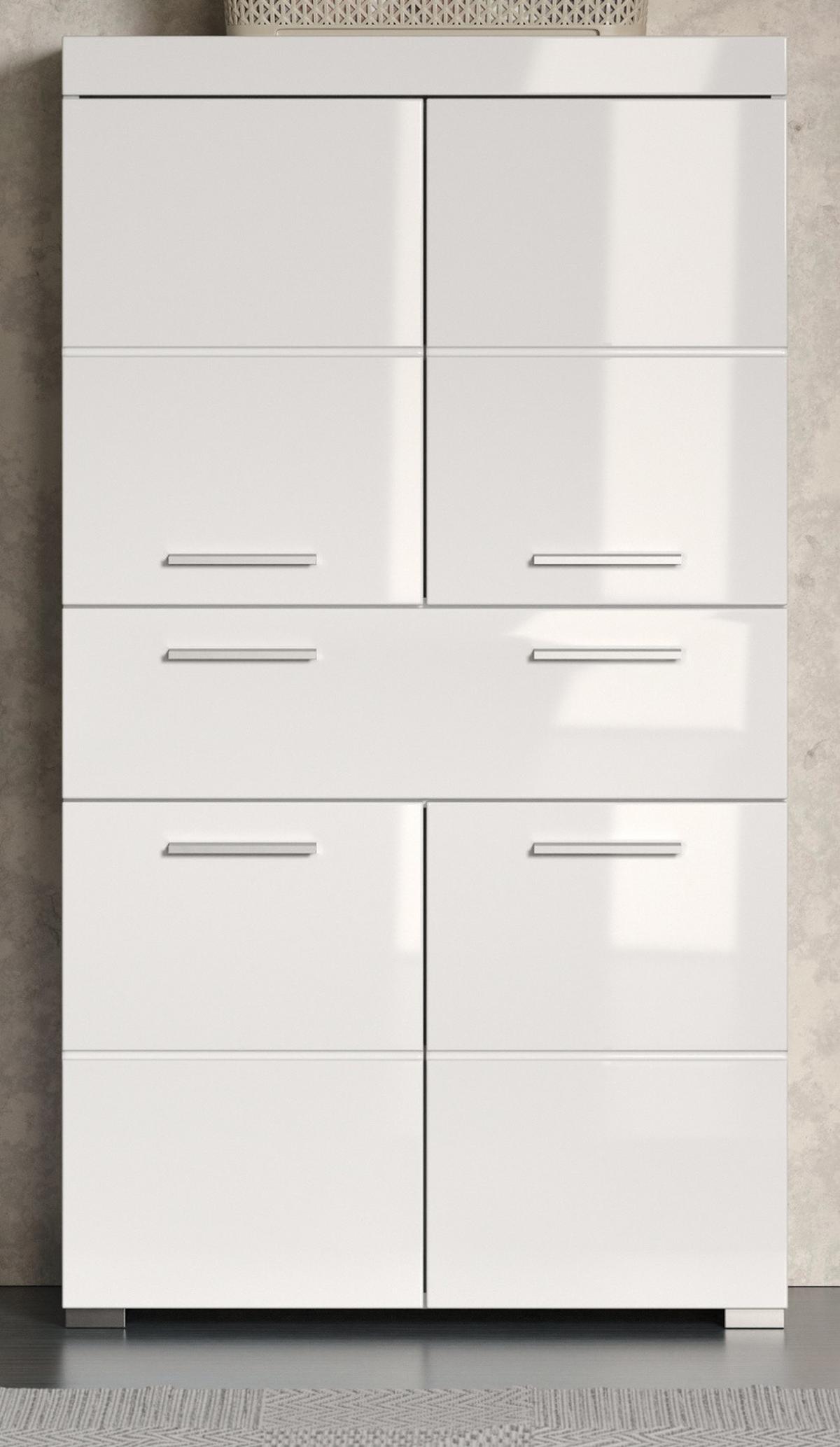 MIDISCHRANK weiß Hochglanz 73 x 132 cm, Badschrank in modernem Design - Weiß, Holzwerkstoff/Kunststoff (73/132/31cm) - Top.Furn
