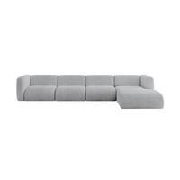 ECKSOFA Ottomane Rechts MIRA-L3 409x179x70 Grau Cord - Blaugrau/Schwarz, Holzwerkstoff/Kunststoff (409/179cm) - ALTDECOR
