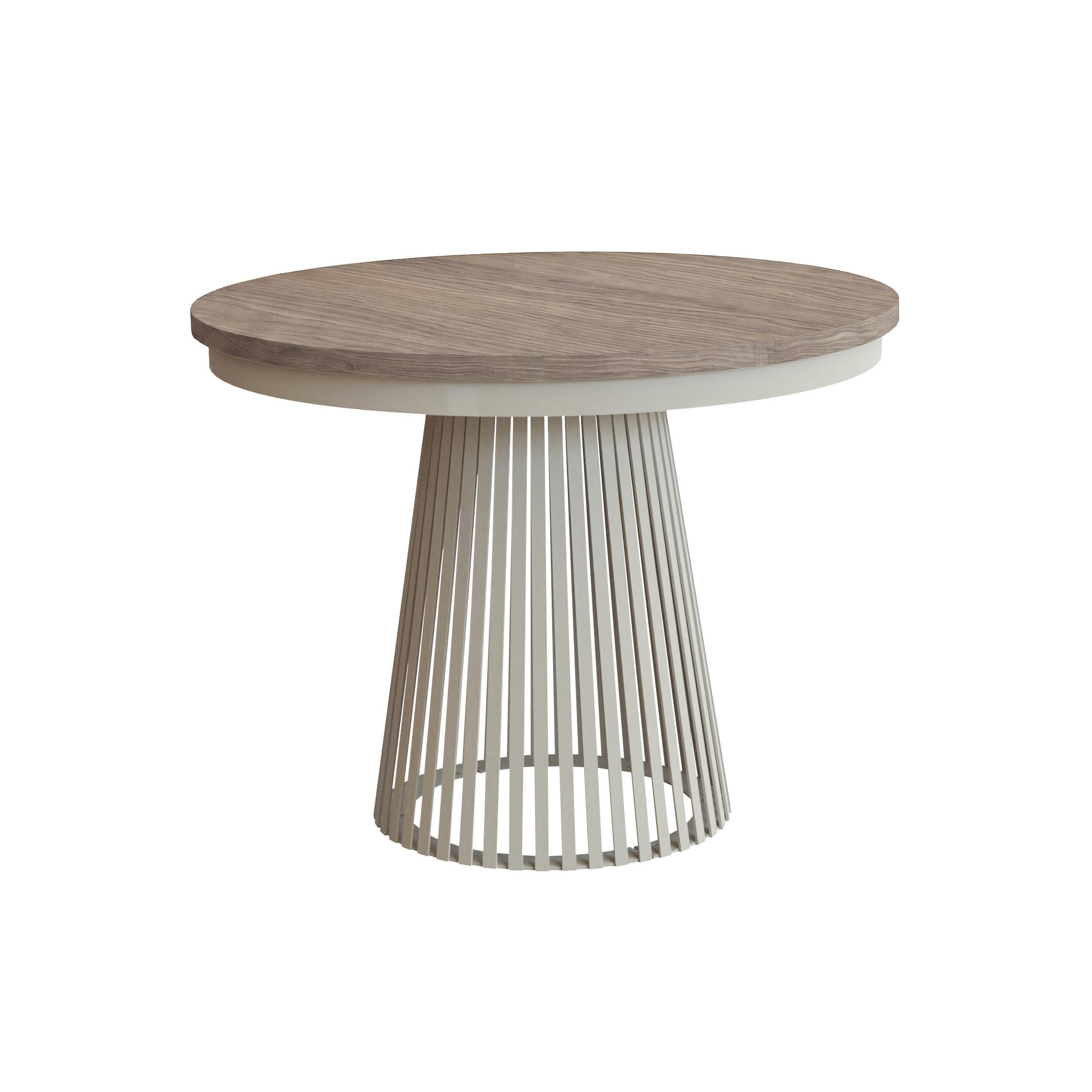 ESSTISCH Lumi, Runder, ausziehbar auf 180 cm, mit Metallbeinen, Walnussfarben+Kaschmir - Kaschmir/Walnussfarben, Metall (100/100/77cm) - Beautysofa