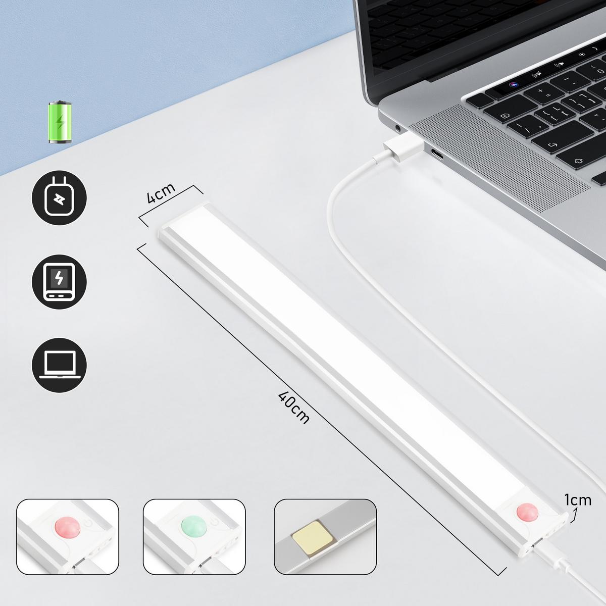 SCHRANKLEUCHTE LED Stralhügel 4/1/40 cm (2er-set) - Silberfarben, Metall (40/4/1cm) - ZMH