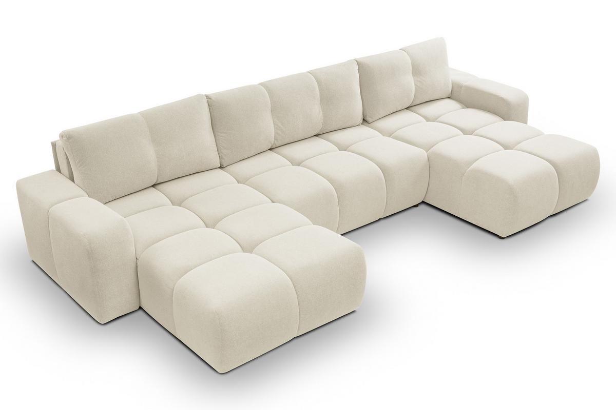 WOHNLANDSCHAFT Hosio Beige 359/177/88 cm mit Schlaffunktion - Beige/Schwarz, Kunststoff/Textil (359/88/177cm) - AX Living