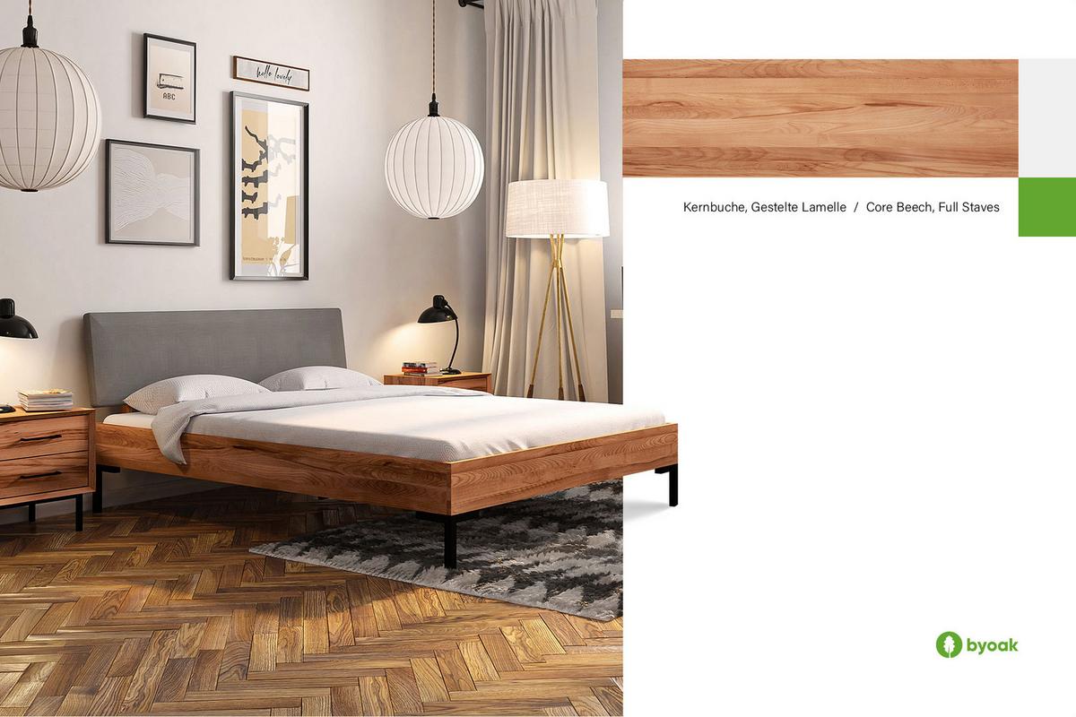 BETT LEON 1 80x200 Kernbuche - Kernbuche, Holz (80/200cm) - byoak