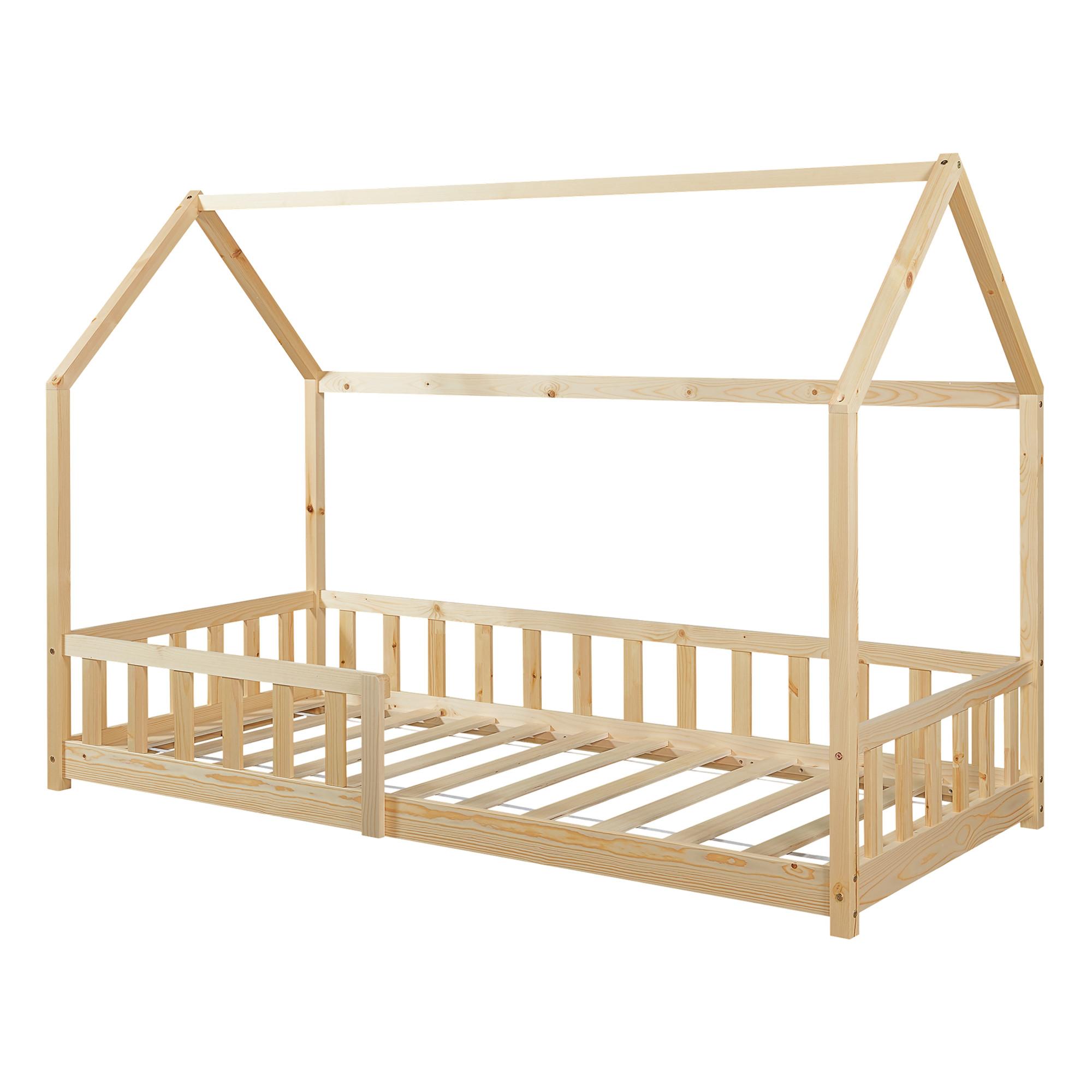 HAUSBETT Hesel - Naturfarben, Holz (90/200cm) - [en.casa]