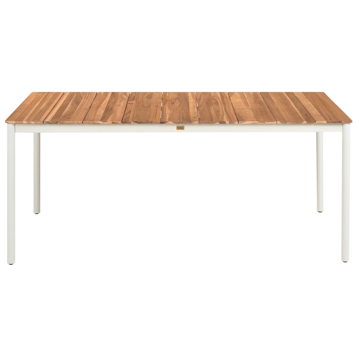 GARTENMÖBEL-SET mit Bänken 6-Sitzer Akazienholz Braun Giovinazzo - Creme, Holz - Beliani