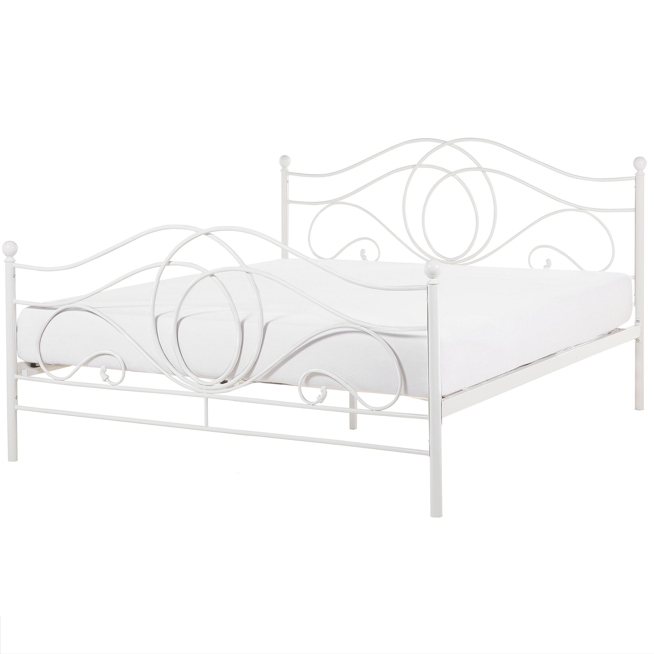 METALLBETT 160/200cm Weiß Lyra - Weiß, Metall (160/200cm) - Beliani