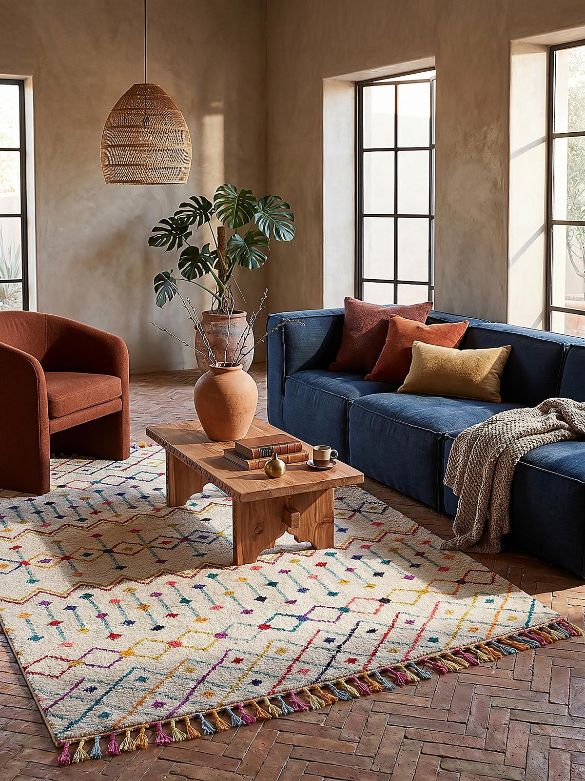 TEPPICH mit Fransen ARUN, geometrisch-abstrakt, Bunt, 200 x 290 cm - Multicolor, Textil (290/200cm) - KADIMA DESIGN