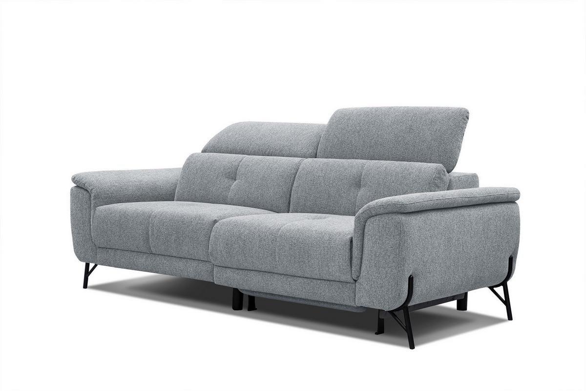 SOFA AVENA 3-Sitzer mit 1 Relaxfunktion, silberfarben - Silberfarben, Holzwerkstoff/Textil (204/80/108cm) - Wozimo