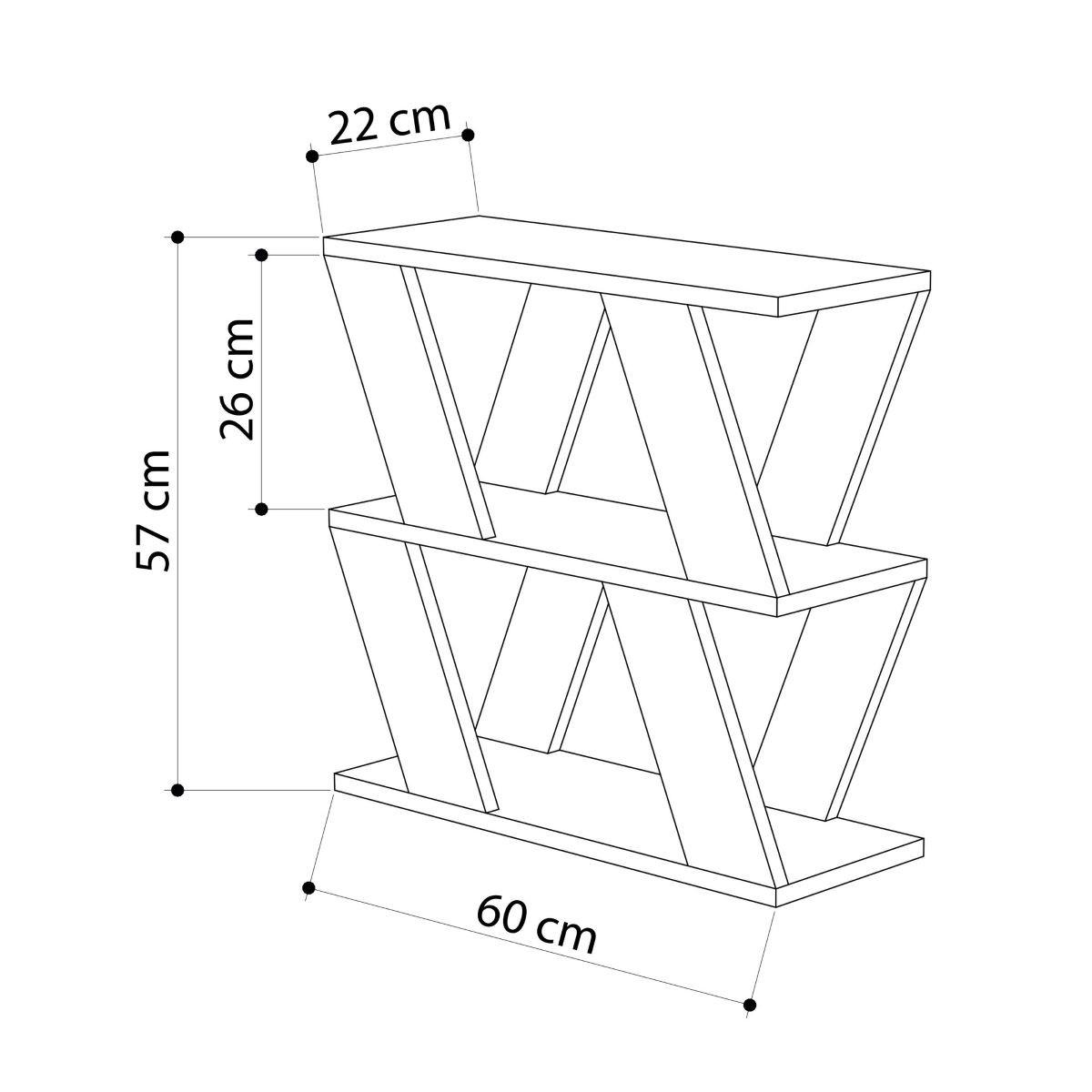 BEISTELLTISCH mit 3 Tabletts L60 cm - Lazena - Weiß, Holzwerkstoff (14/22/57cm) - Calicosy