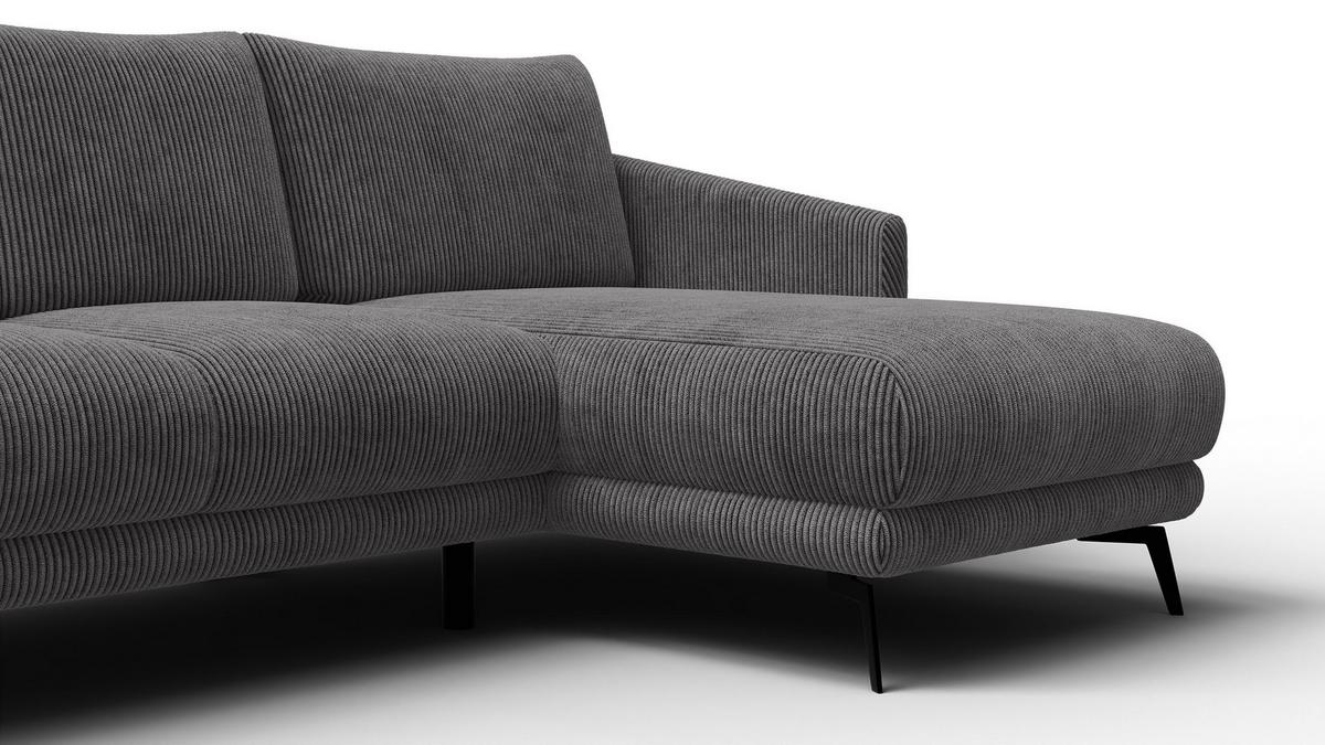ECKSOFA VILT 3-Sitzer, dunkelgrau - Dunkelgrau/Schwarz, Holzwerkstoff/Textil (221/156cm) - Wozimo