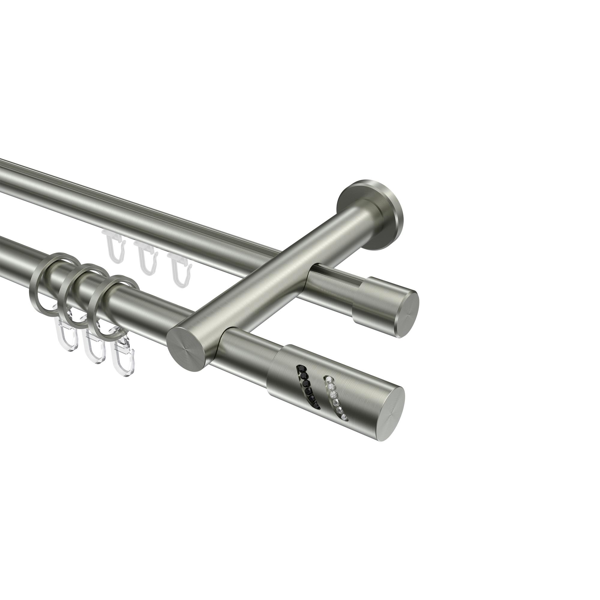 GARDINENSTANGE RUNDROHR-INNENLAUF Platon Zoena 480 cm (geteilt in 3 x 160 cm), 2-läufig, 20 mm Ø Edelstahl-Optik - Edelstahlfarben, Metall (480cm) - INTERDECO