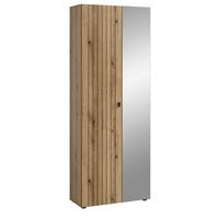 GARDEROBENSCHRANK Evoke Eiche 70 x 192 cm, Garderobe und Schuhschrank mit Spiegel - Schwarz/Eiche Artisan, Glas/Holzwerkstoff (72/192/37cm) - Inn.Furn