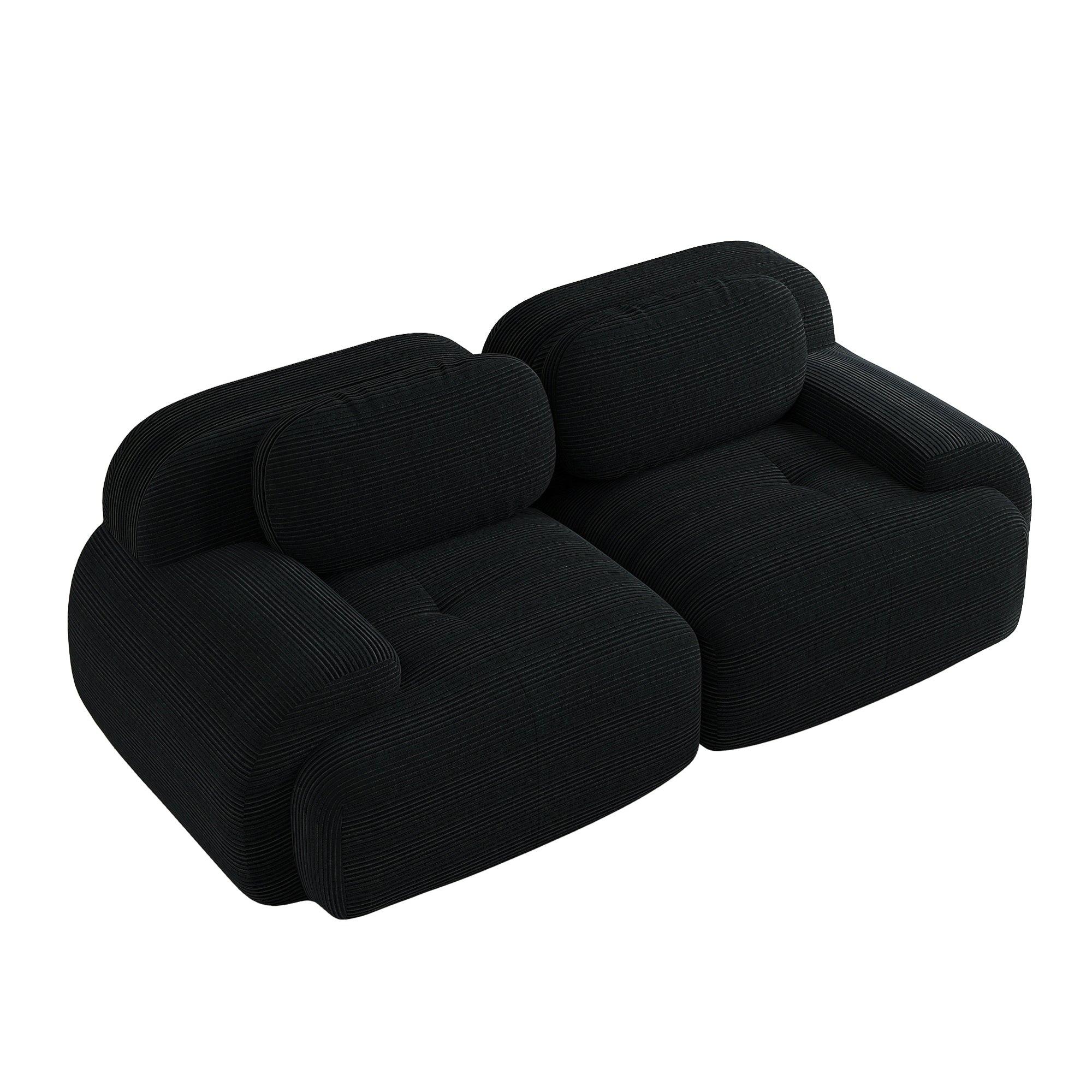 2-SITZER-SOFA in cordstoff rahmenloses design & modular kombinierbar - Schwarz, Textil (103/75/208cm) - Urban Meuble
