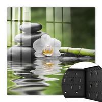 SCHLÜSSELBOX Schwarz 30x30 cm- Türöffnung nach rechts - Zen-Orchidee - Grün, Metall (30/30/5cm) - TULUP