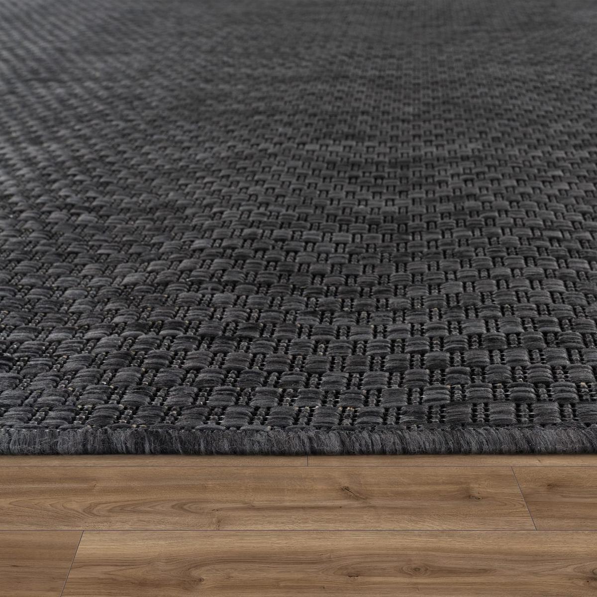 FLACHWEBTEPPICH, einfarbig, aus Polypropylen, Anthrazit, 300 x 400 cm - Anthrazit, Textil (400/300cm) - KADIMA DESIGN