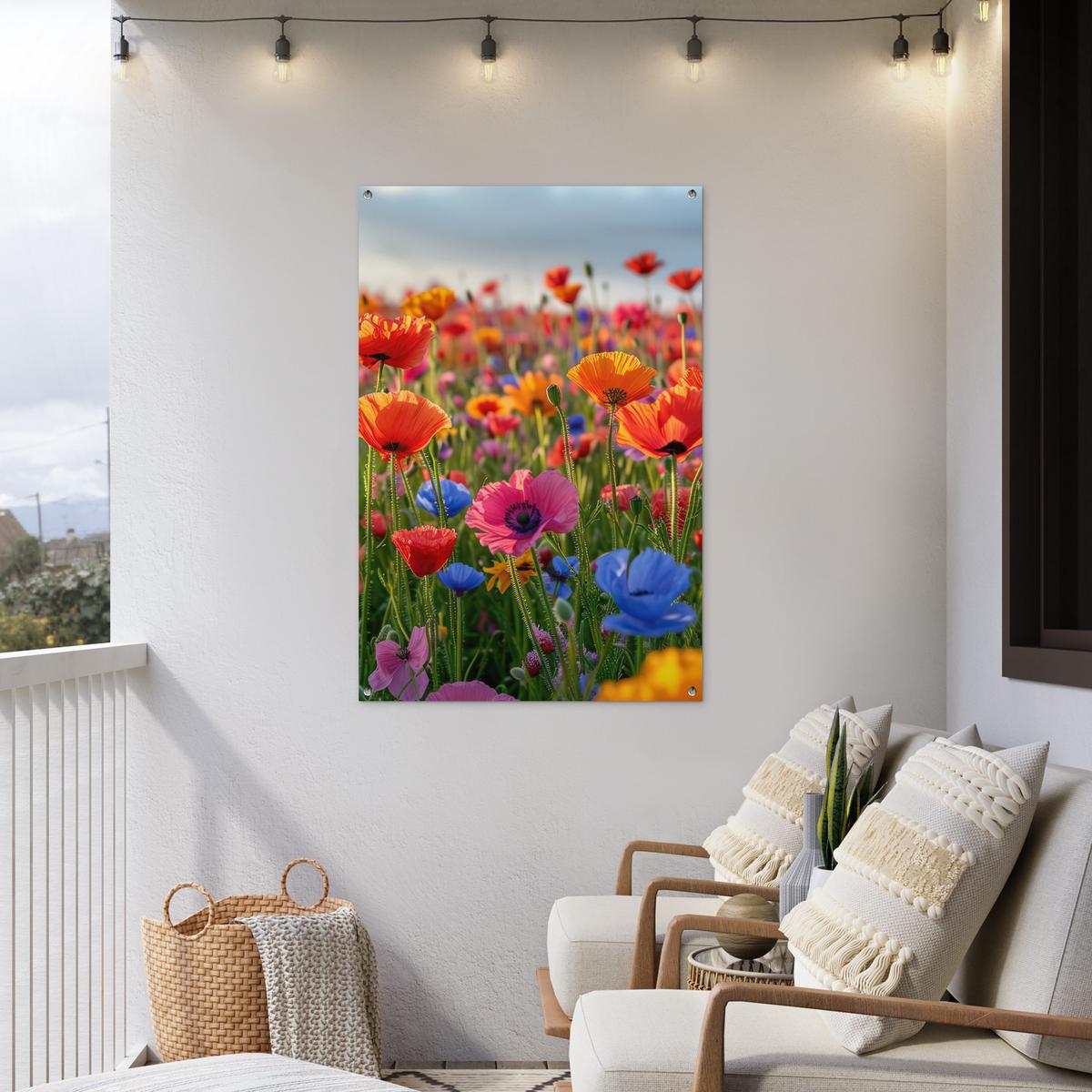 GARTENPOSTER Blumen - Mohnblumen - Farbenfroh - Natur Outdoor Bilder 80x120 cm - Dunkelorange, Kunststoff (80/120/0.2cm) - OnlyWow