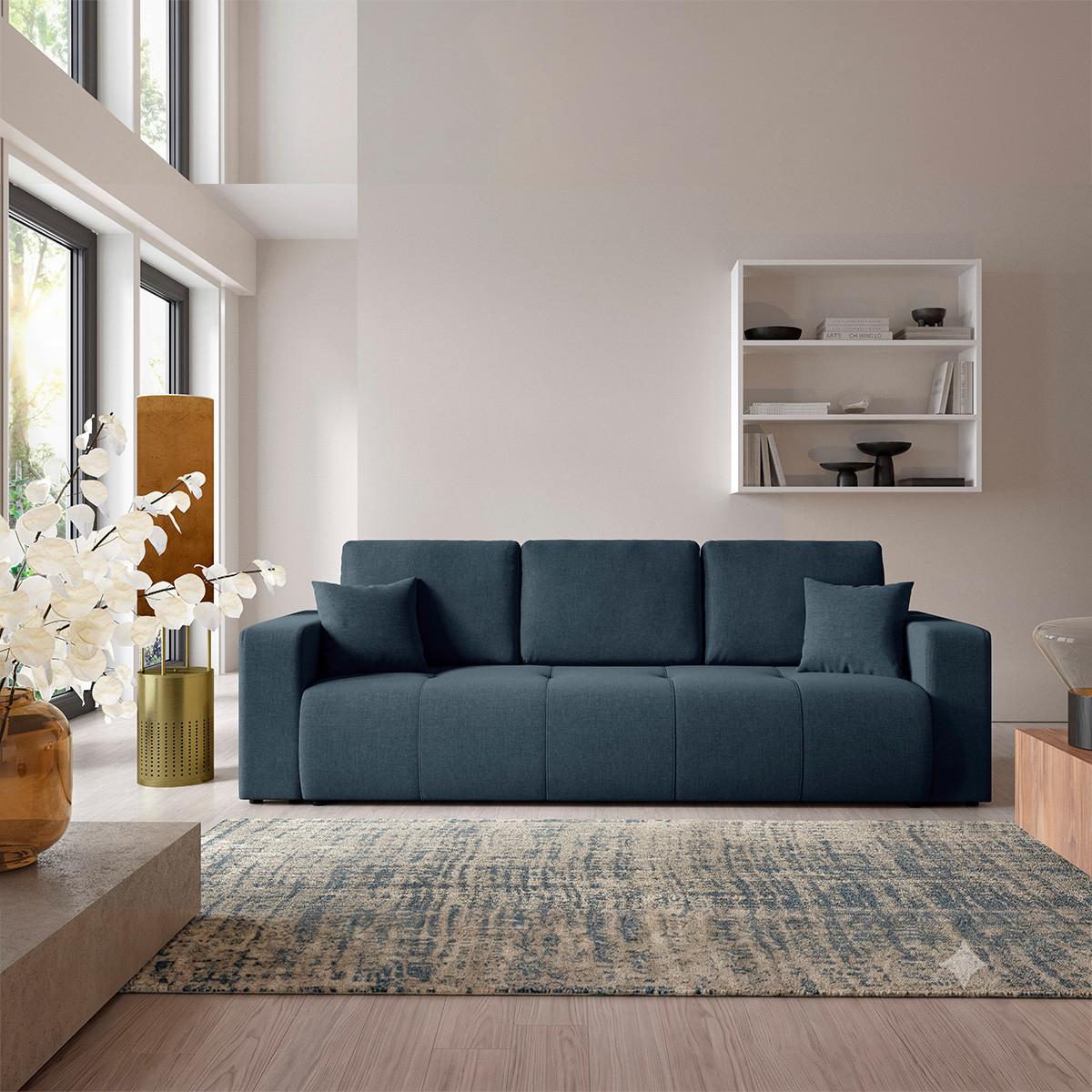 SOFA Giulia 3 Sitzplätze Blau - Blau, Holz (244/82/102cm) - Petits-meubles