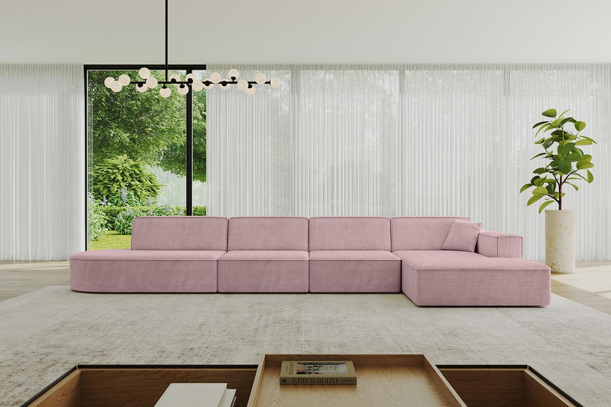 ECKSOFA Ottomane Rechts IREA-L3-v4 - 412x165x77 cm Rosa - Rosa, Holzwerkstoff/Textil (412/165cm) - ALTDECOR