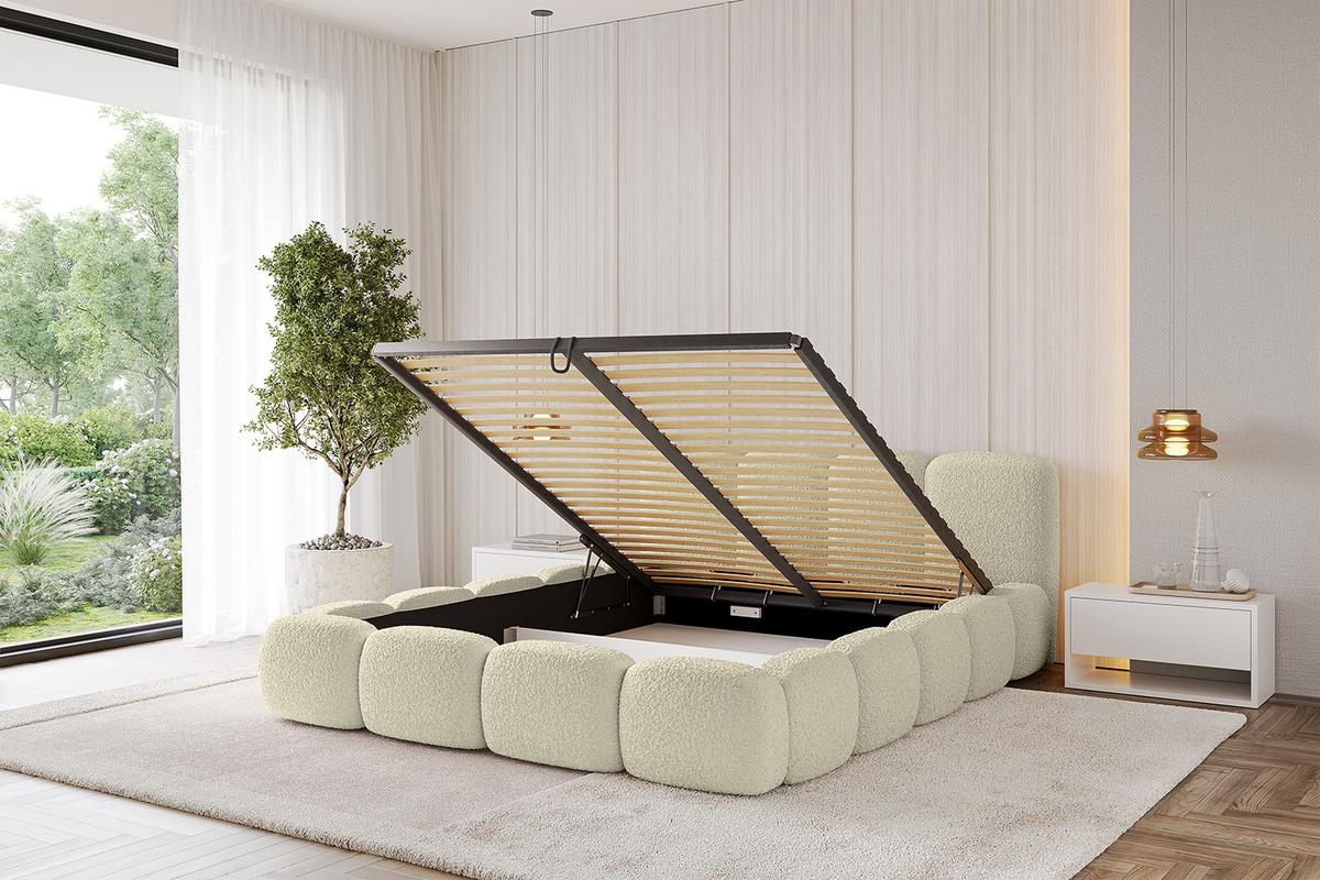 POLSTERBETT mit Bettkasten und Lattenrost, Boxbett ohne Matratze - KALA-v1 180x200 Beige - Beige, Holzwerkstoff/Textil (180/200cm) - ALTDECOR