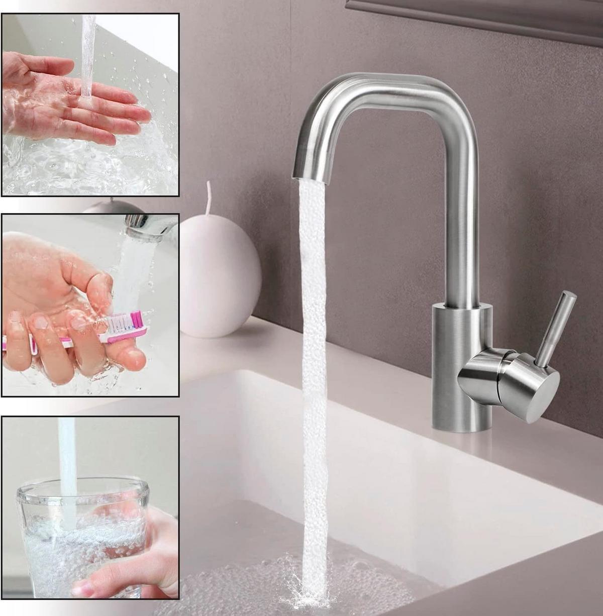 WASCHTISCHARMATUR NORA 24/6/24 cm - Silberfarben, Metall (6/24/24cm) - Nettlife
