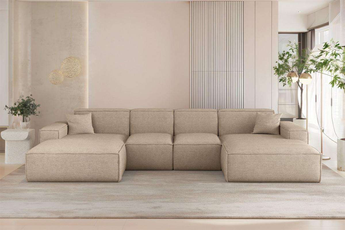 WOHNLANDSCHAFT Celes Premium Xs Artico - Beige, Holzwerkstoff/Textil (342/73/165cm) - Fun Möbel