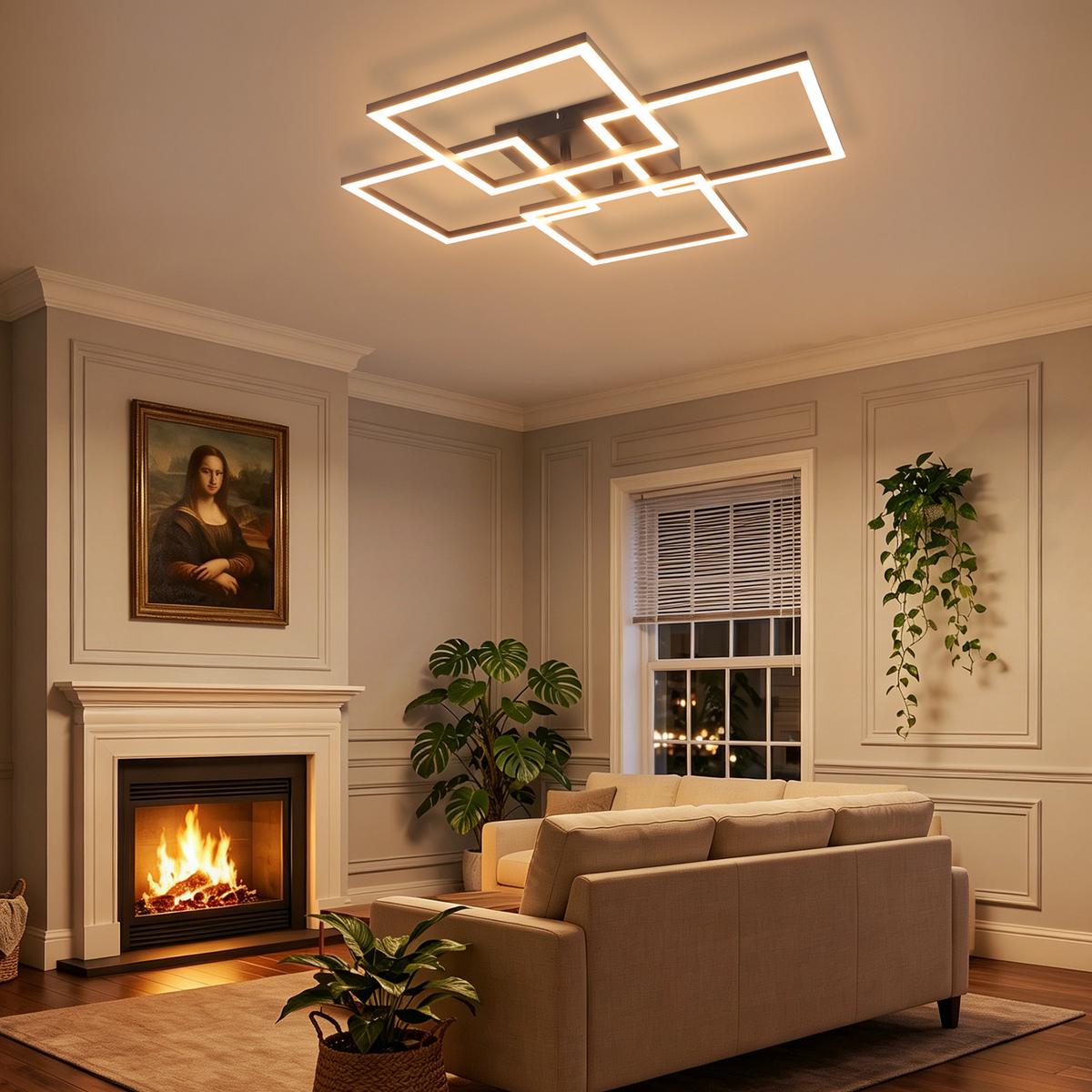 LED DECKENLEUCHTE Sylvex 58/58/6.7 cm - Schwarz, Kunststoff (58/58/6.7cm) - ZMH