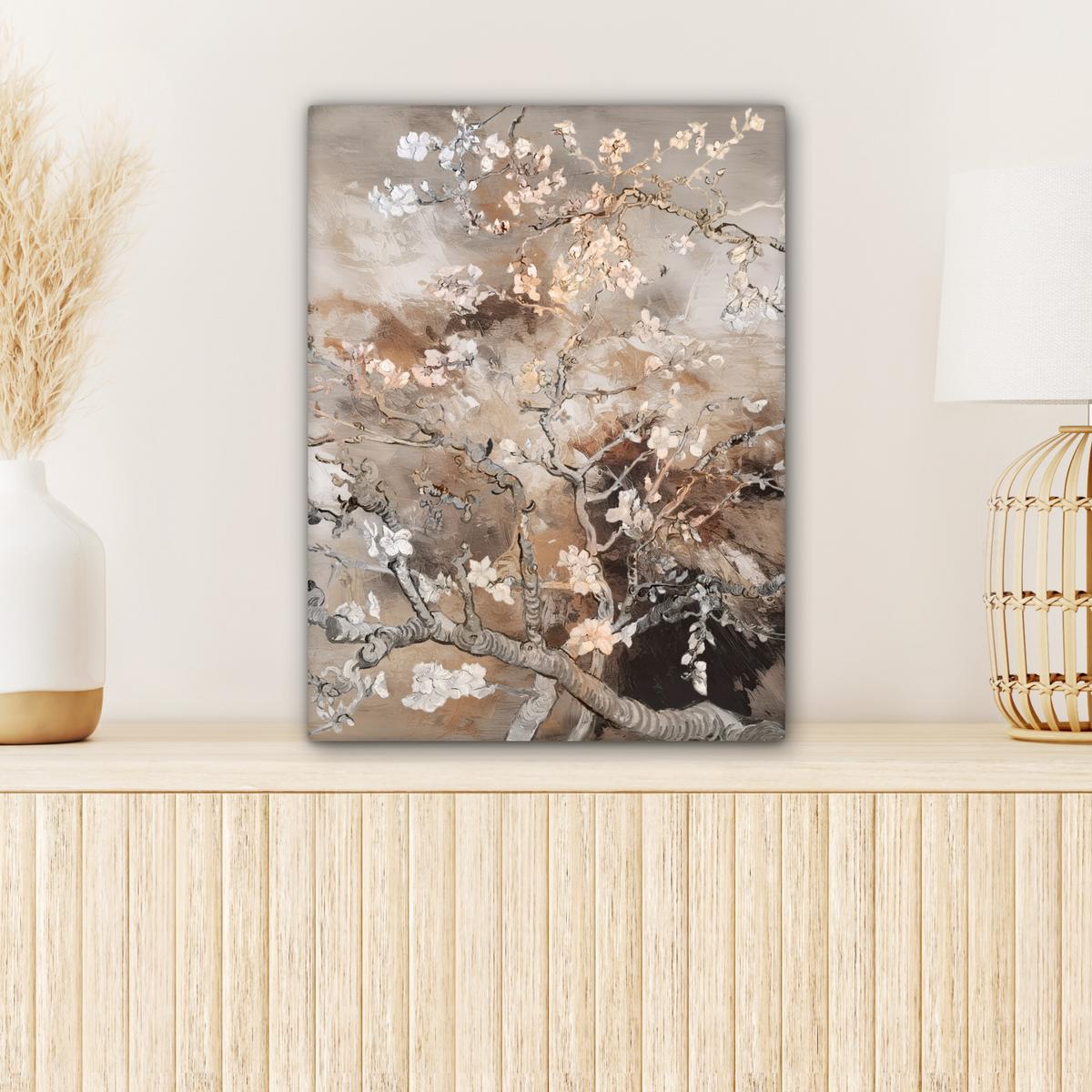 LEINWANDBILD Mandelblüte - Kunst - Van Gogh - Beige - Abstrakt Room Decor 30x40 cm - Braun, Textil (30/40cm) - MuchoWow