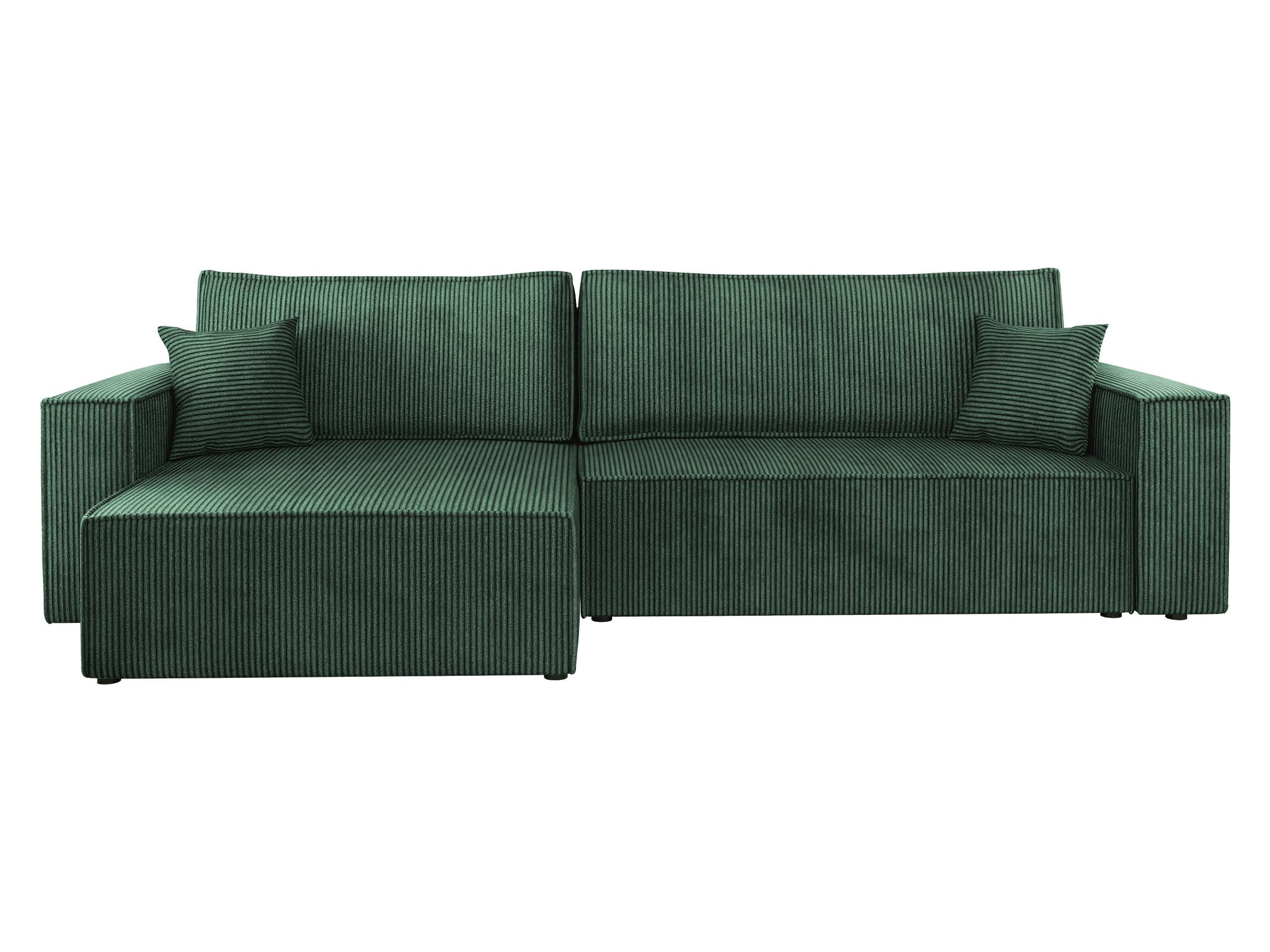 ECKSOFA Karl Cord Maxi - Schwarz/Grün, Holz/Kunststoff (272/145cm) - MIRJAN24