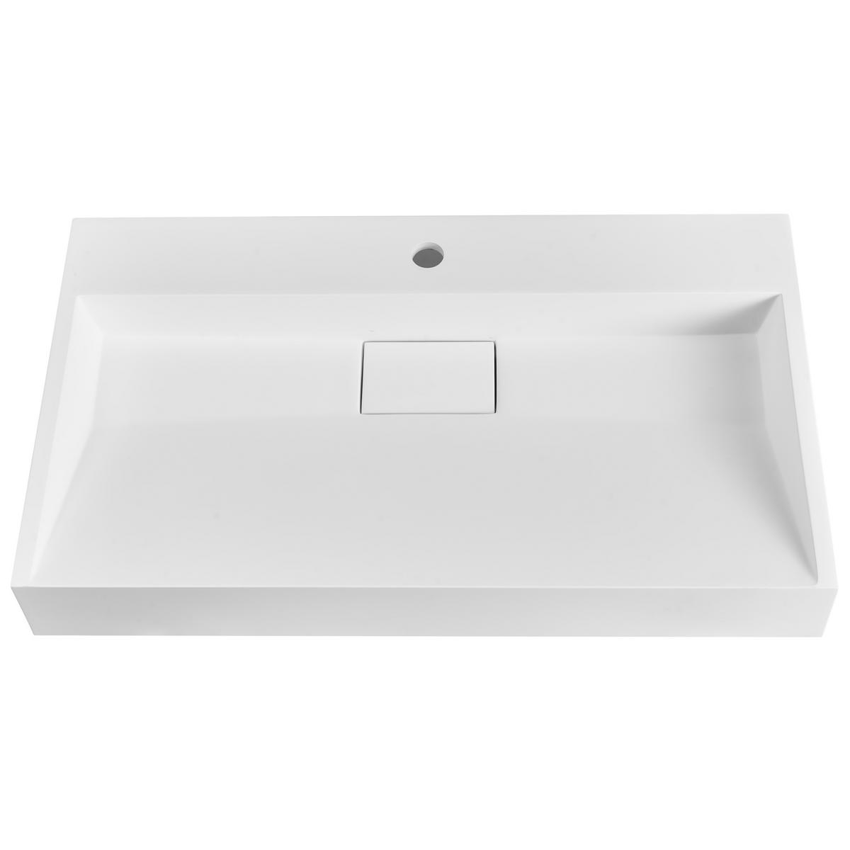 HÄNGEWASCHBECKEN Weiß 80/46 cm Mineralguss Quenko - Weiß, Naturmaterialen (80/12/46cm) - Beliani