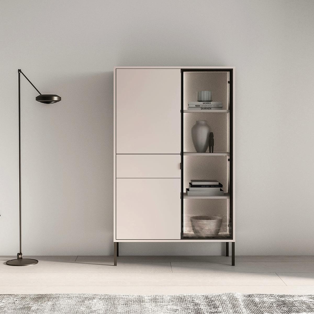 GESCHIRRSCHRANK Paige Kaschmir und Schwarz - Beige, Holzwerkstoff (92/150/40cm) - Petits-meubles